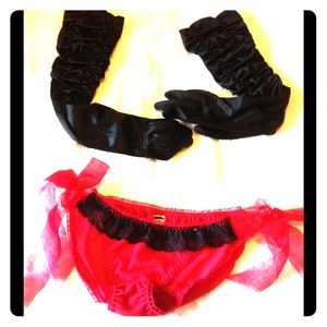 Red ribbon tied sheer panties